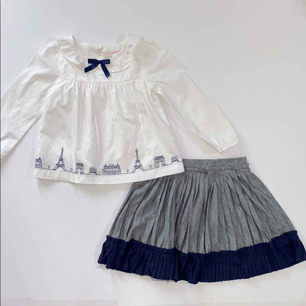 Janie and Jack blue and white top and skirt set